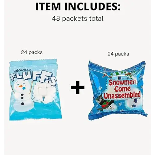 4E’s Novelty 50 Packets Mini Marshmallows - Individually Wrapped Marshmallows Packets for Hot Chocolate Marshmallows