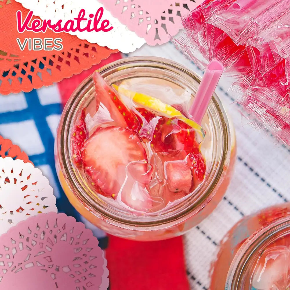 4E’s Novelty 50-Pcs Pink Heart Straws & Doilies – Perfect for Valentines & Wedding Decorations