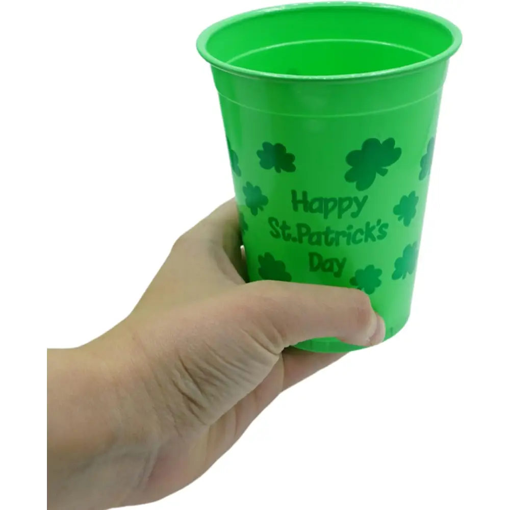 4E’s Novelty 50 Pcs St. Patrick’s Day Party Cups – Shamrock 16 Oz Disposable Plastic Cups for Events