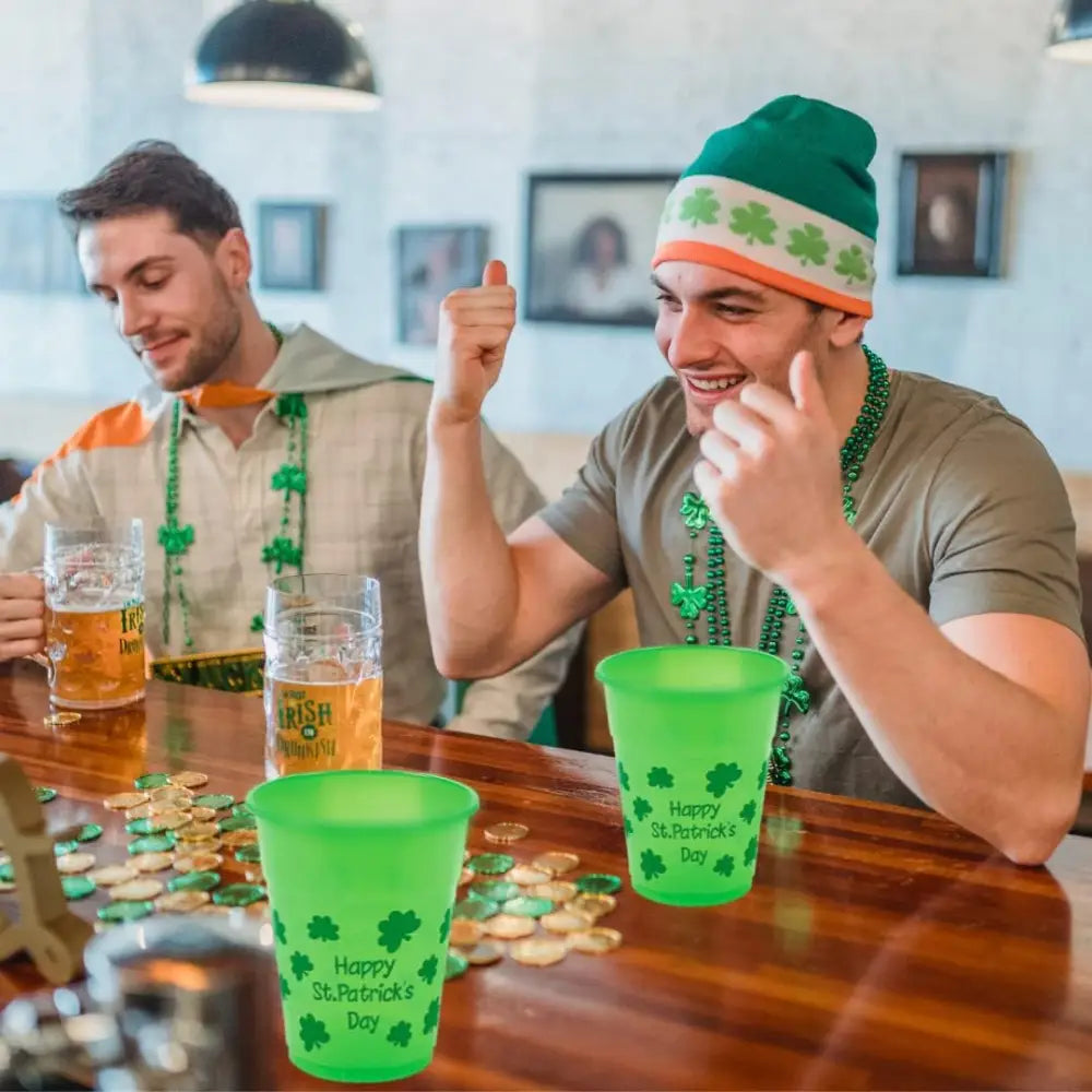 4E’s Novelty 50 Pcs St. Patrick’s Day Party Cups – Shamrock 16 Oz Disposable Plastic Cups for Events