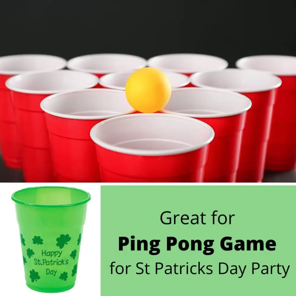 4E’s Novelty 50 Pcs St. Patrick’s Day Party Cups – Shamrock 16 Oz Disposable Plastic Cups for Events