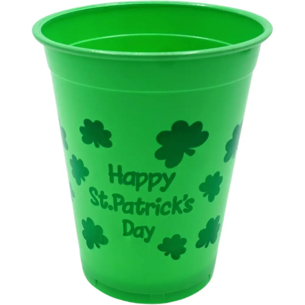 4E’s Novelty 50 Pcs St. Patrick’s Day Party Cups – Shamrock 16 Oz Disposable Plastic Cups for Events