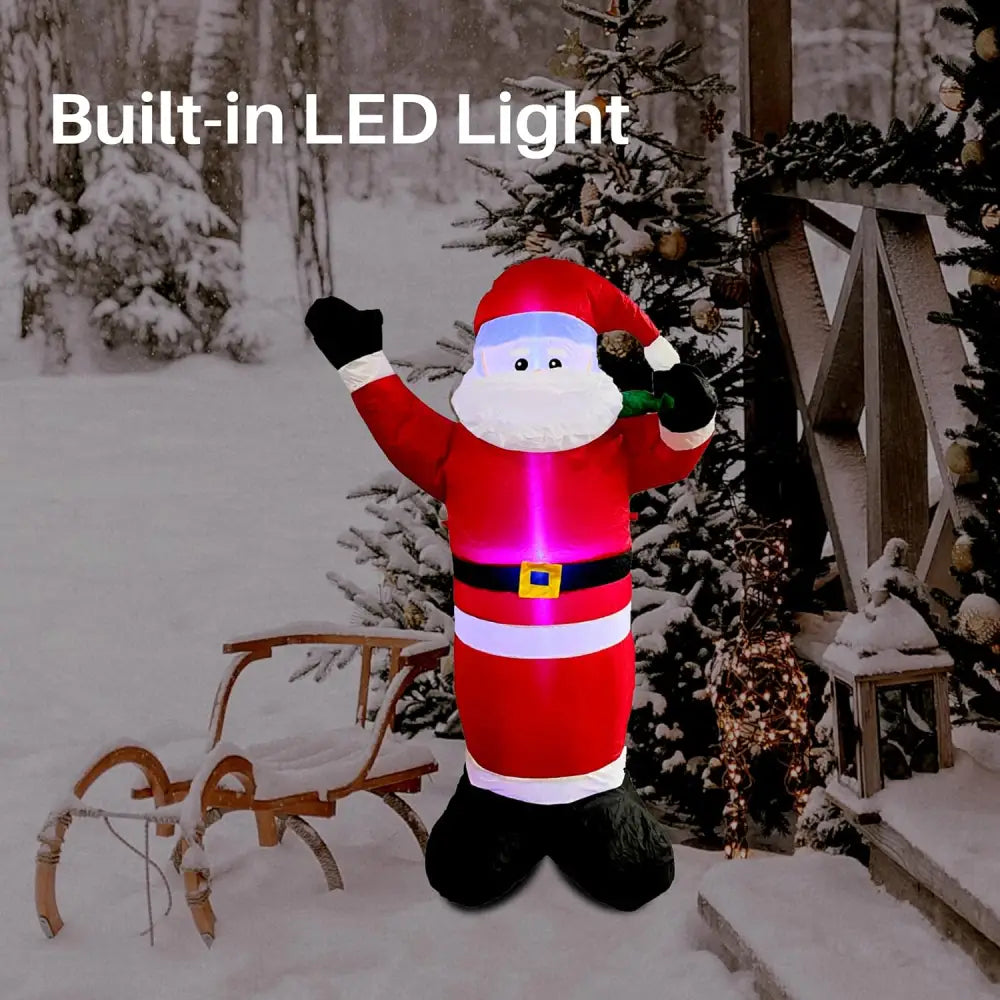 4Eโs Novelty 5ft Inflatable Santa Claus Outdoor Decoration with LED Lights - Christmas Blow Up Yard Decor