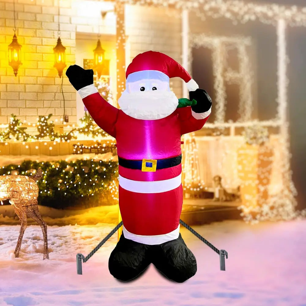 4Eโs Novelty 5ft Inflatable Santa Claus Outdoor Decoration with LED Lights - Christmas Blow Up Yard Decor