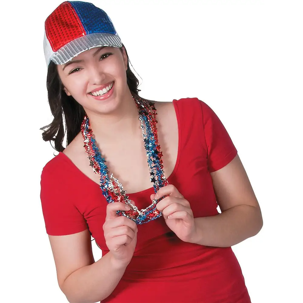 4E’s Novelty 72 Pack Beaded Necklace – Red White Blue 4th of July Accessories