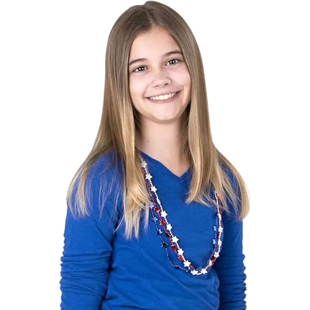 4E’s Novelty 72 Pack Beaded Necklace – Red White Blue 4th of July Accessories
