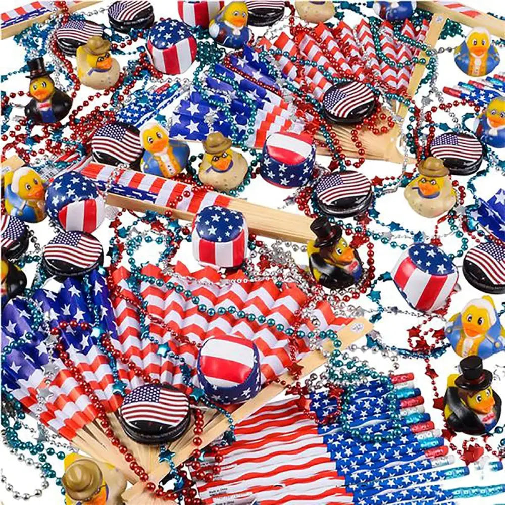 4E’s Novelty 72 Pack Beaded Necklace – Red White Blue 4th of July Accessories
