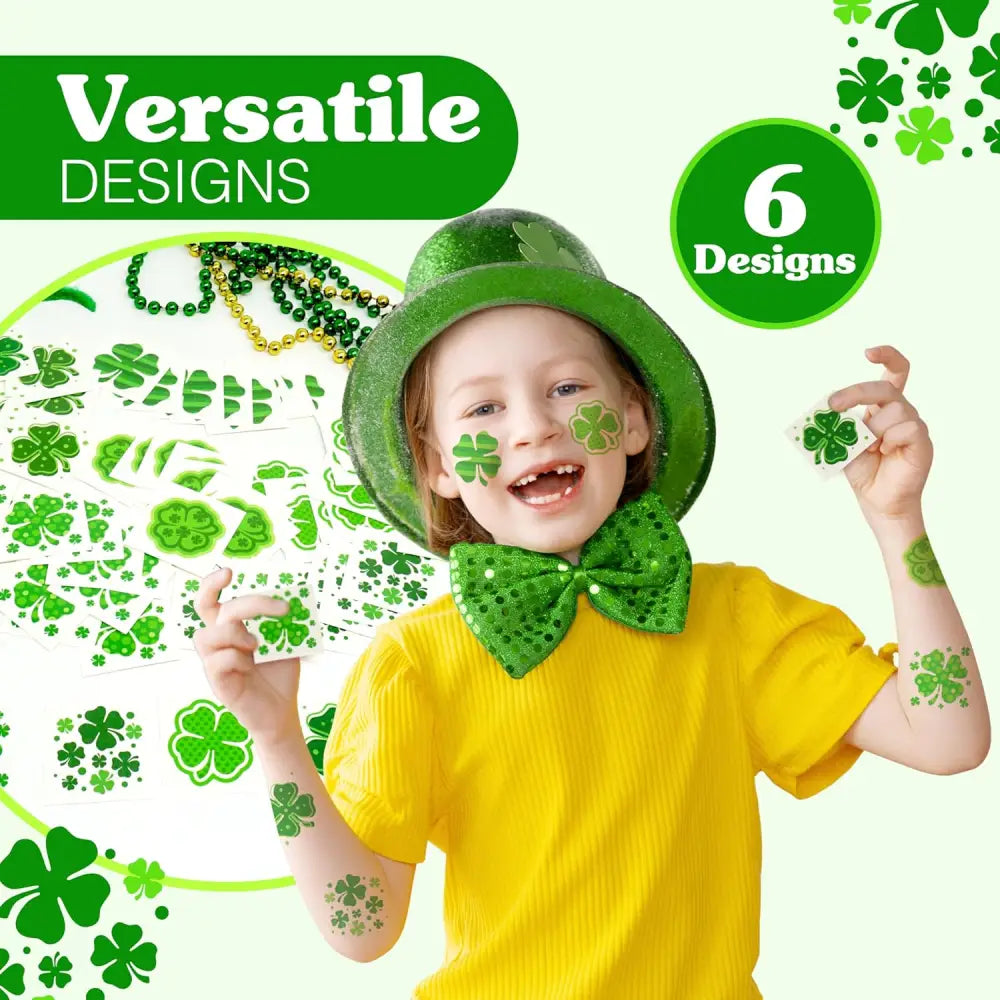 4E’s Novelty 72-Pack Shamrock Tattoos – St. Patrick’s Day Party Favors for Kids Pre-Cut Designs