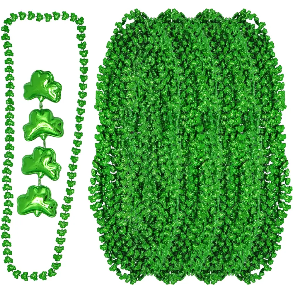 4E’s Novelty 72-Pack St. Patrick’s Day Beads Necklace – Shamrock Green Party Favors