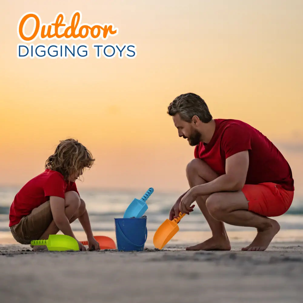 4E’s Novelty 8’’ Plastic Shovels for Kids – 4 Pack Beach & Garden Fun