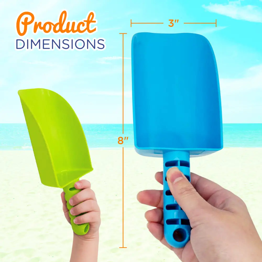 4E’s Novelty 8’’ Plastic Shovels for Kids – 4 Pack Beach & Garden Fun