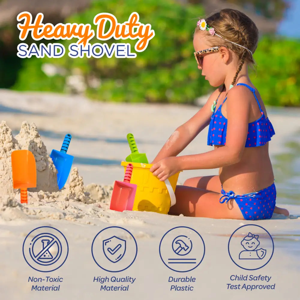 4E’s Novelty 8’’ Plastic Shovels for Kids – 4 Pack Beach & Garden Fun