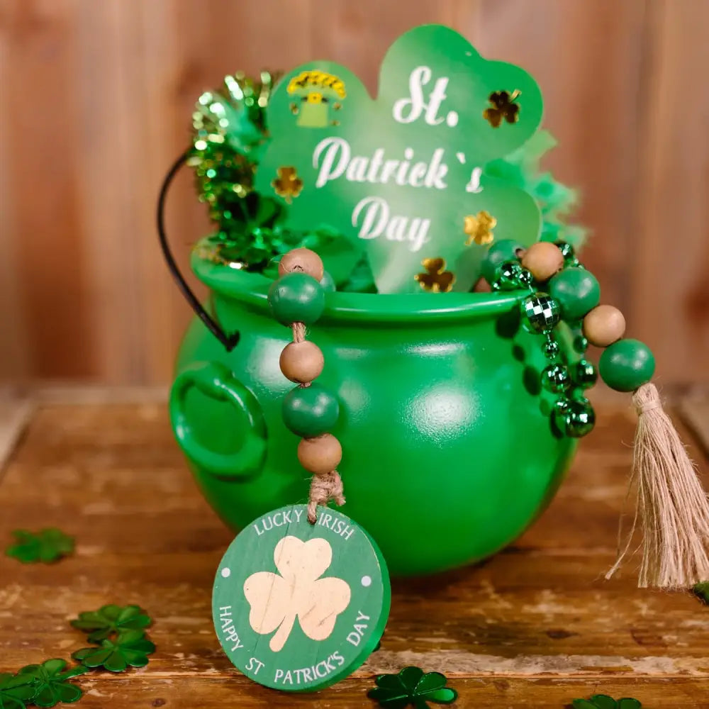 4E’s Novelty 8’’ St. Patrick’s Day Pot of Gold Decoration – Plastic Bucket with Handle for Party Decor