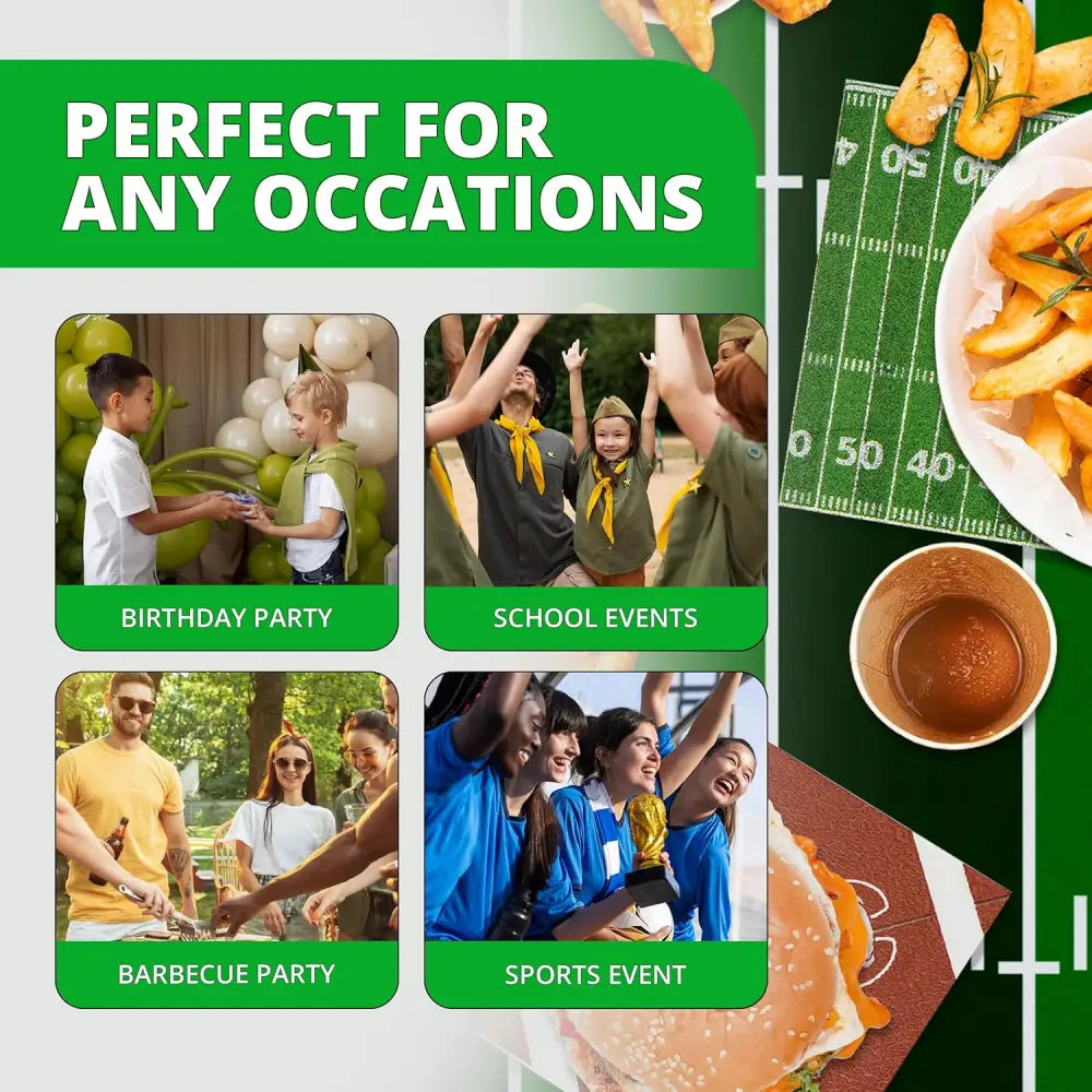 4E’s Novelty 80-Pack Football Napkins – Disposable Party Supplies for Game Day & Birthdays