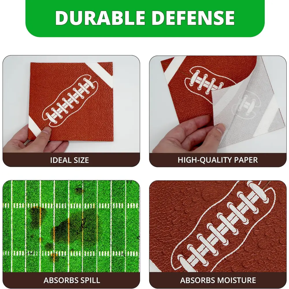 4E’s Novelty 80-Pack Football Napkins – Disposable Party Supplies for Game Day & Birthdays