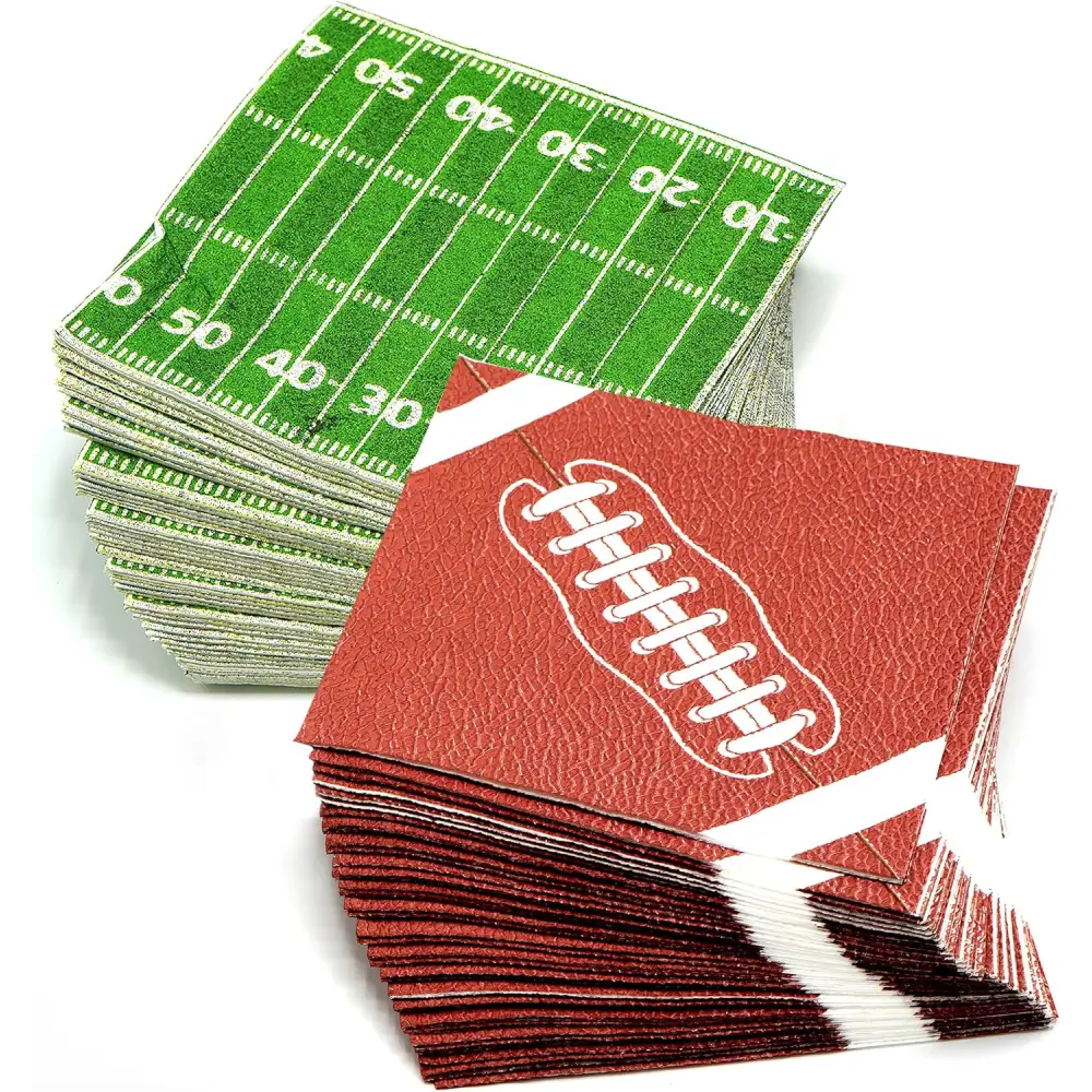 4E’s Novelty 80-Pack Football Napkins – Disposable Party Supplies for Game Day & Birthdays