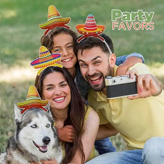 4E’s Novelty 9 Pack Sombrero Headband Party Bulk – Cinco De Mayo Party Favors Supplies Birthday & Taco Tuesday