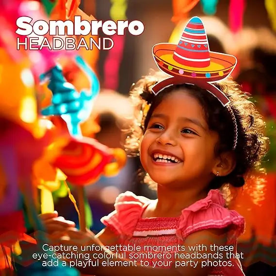 4E’s Novelty 9 Pack Sombrero Headband Party Bulk – Cinco De Mayo Party Favors Supplies Birthday & Taco Tuesday
