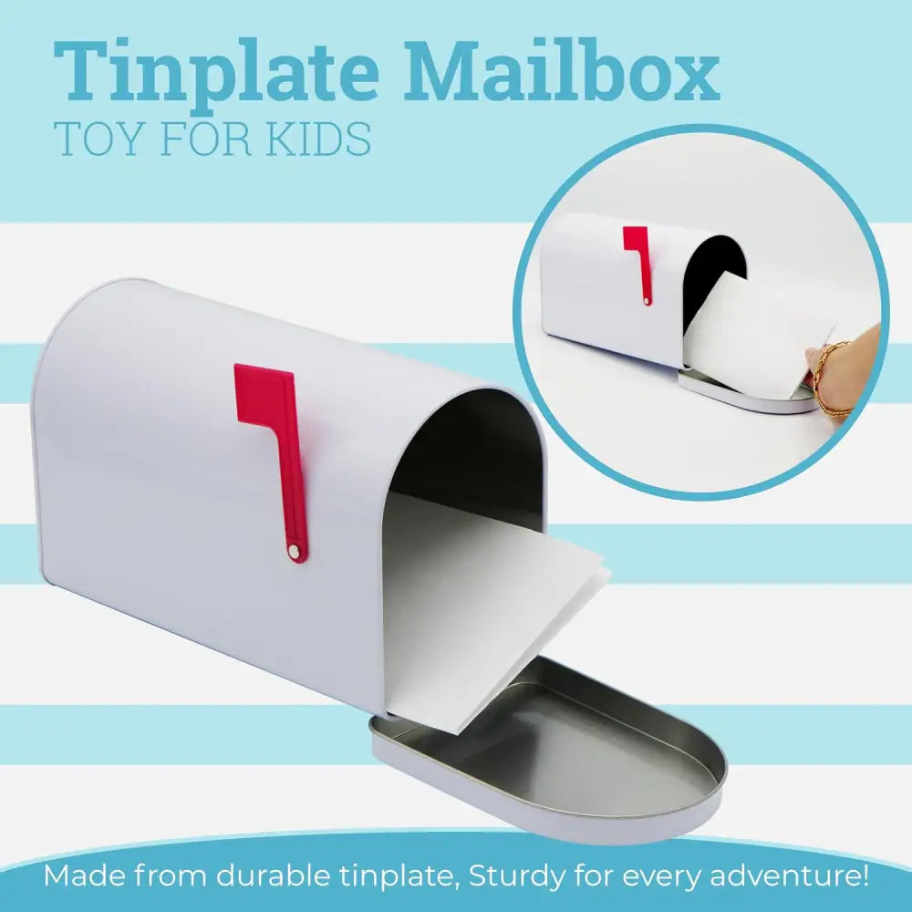 4Eโs Novelty 9โโ Tinplate Mailbox Toy for Kids โ Durable Play Mailbox for Outdoor Adventures & Creative Fun