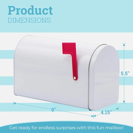 4E’s Novelty 9’’ Tinplate Mailbox Toy for Kids – Durable Play Mailbox for Outdoor Adventures & Creative Fun