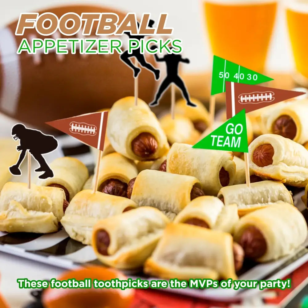 4E’s Novelty 96-Pack Football Cupcake Toppers – 12 Styles for Football Parties & Birthday Decor
