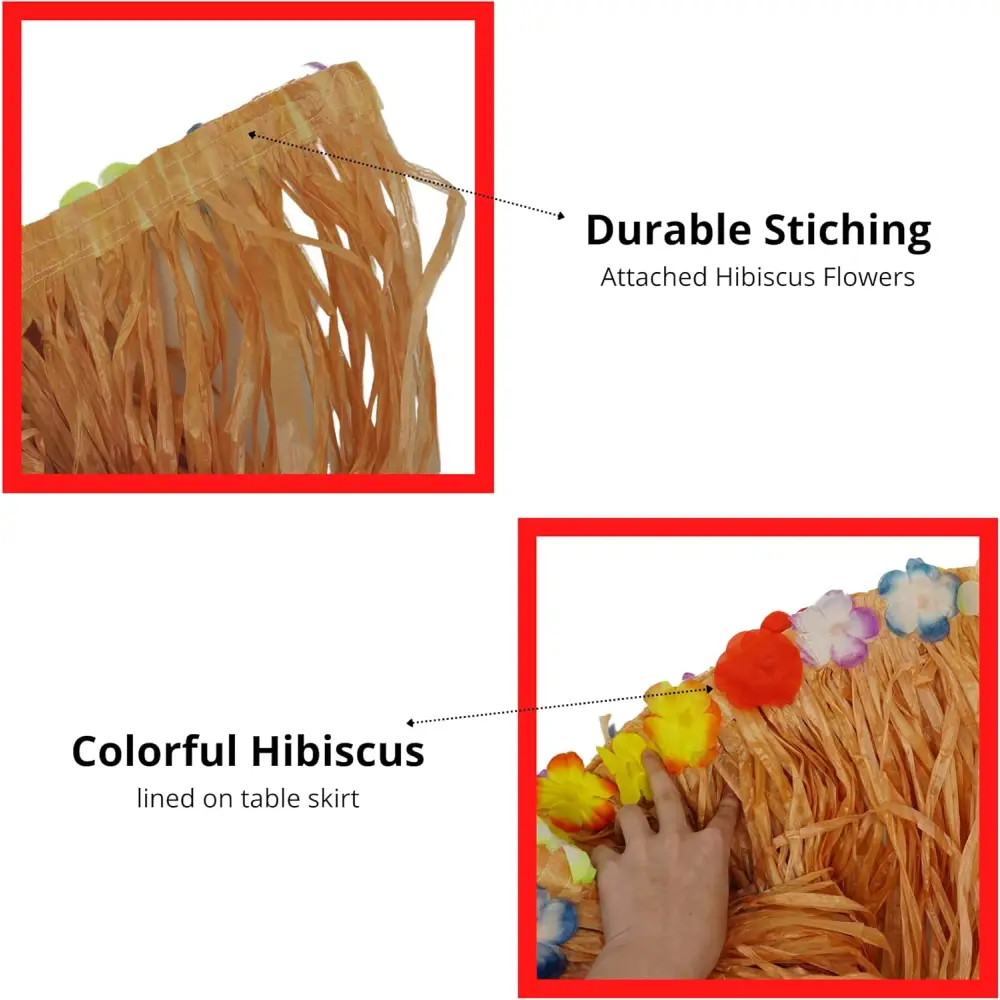 4E’s Novelty 9ft Luau Grass Table Skirt 2 Pack – Hawaiian Party Decor & Moana Birthday Must-Have - Party Favors