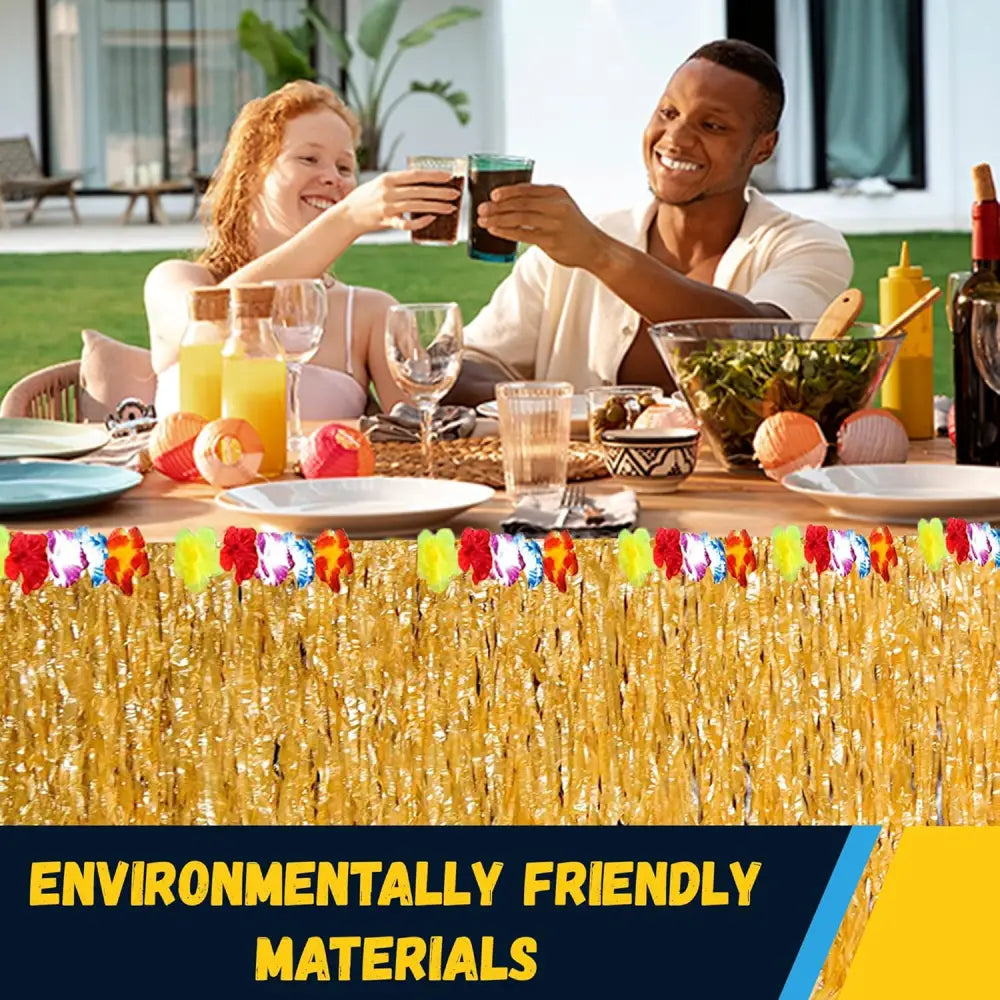 4E’s Novelty 9ft Luau Grass Table Skirt 2 Pack – Hawaiian Party Decor & Moana Birthday Must-Have - Party Favors