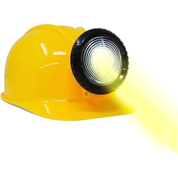 4E’s Novelty Adjustable Yellow Construction Worker Hard Hat with LED Light for All Ages