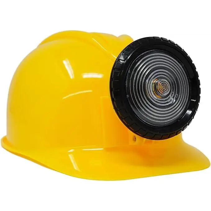 4E’s Novelty Adjustable Yellow Construction Worker Hard Hat with LED Light for All Ages