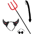 4E’s Novelty Black Devil Costume Set: Horns Headband Tail Pitchfork Bowtie – Devil Costume for Women Classic Devil