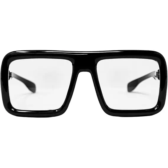 4E’s Novelty Black Oversized Glasses - Clear Lens Non-Prescription Fashion Eyewear for Adults & Kids