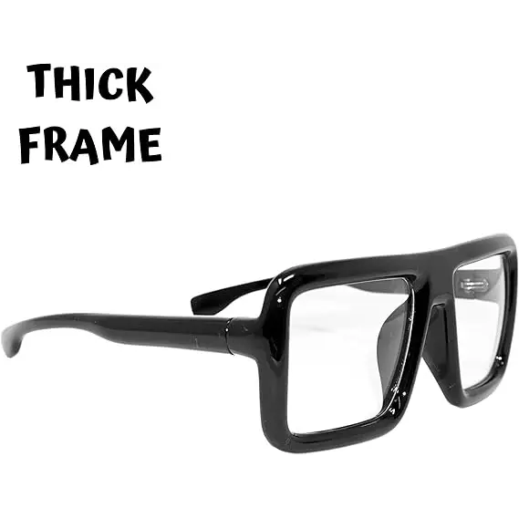 4E’s Novelty Black Oversized Glasses - Clear Lens Non-Prescription Fashion Eyewear for Adults & Kids