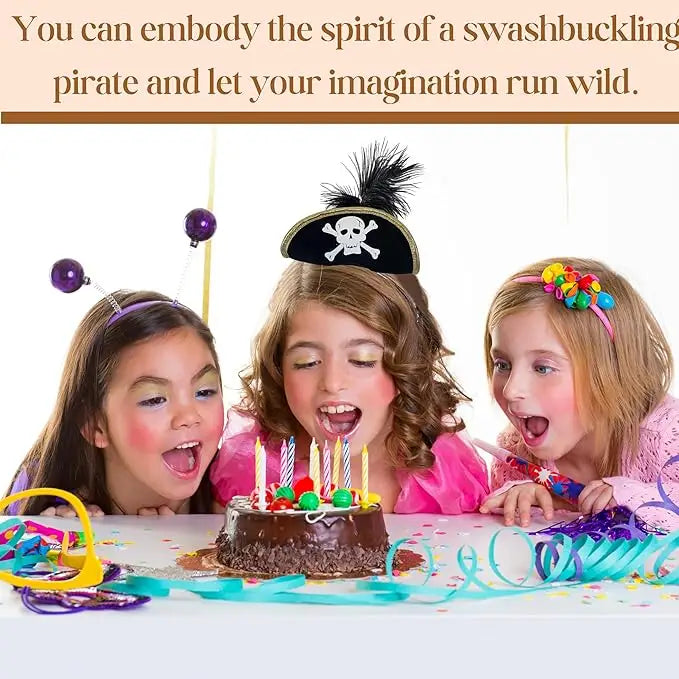 4Eโs Novelty Black Pirate Headband for Women & Girls - Pirate Headband with Skull & Feather Pirate Hat Perfect Pirate