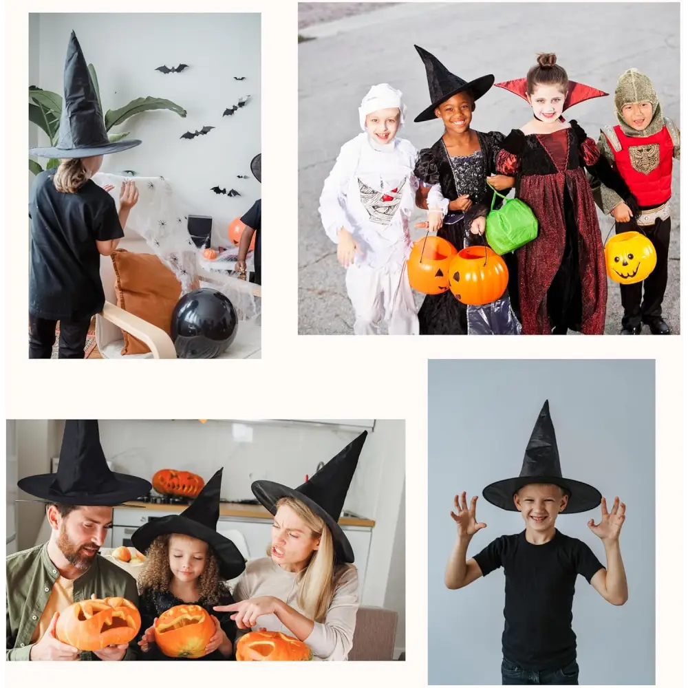 4E’s Novelty Black Witch Hat – 14’’ Pop-Up Oxford Witch Costume Accessory for Adults & Kids
