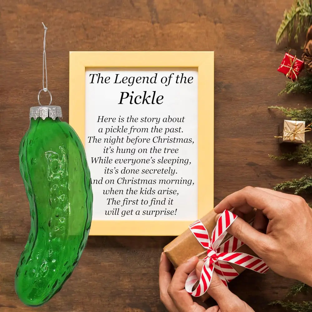 4E’s Novelty Blown Glass Pickle Ornament - Christmas Pickle Decoration 4’’ Pickle Ornaments for Christmas Tree & Pickle