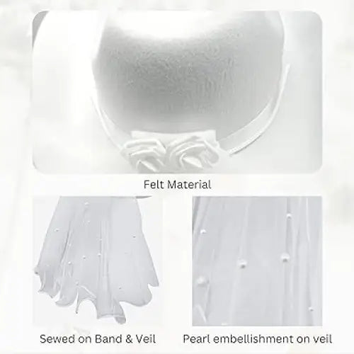 Bride Cowgirl Hat with Veil & Sash - Women White Cowboy Hat Bachelorette Party, Bridal Shower Dress Up by 4E's Novelty