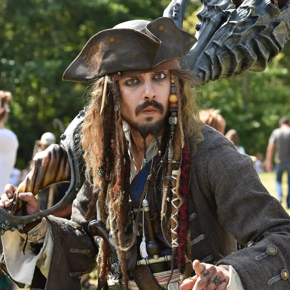 4E’s Novelty Brown Faux Leather Tricorn Hat - Pirate Costume for Men Women & Kids Pirate Accessories for Dress Up