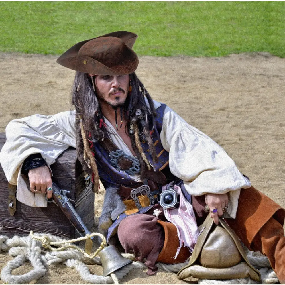 4E’s Novelty Brown Faux Leather Tricorn Hat - Pirate Costume for Men Women & Kids Pirate Accessories for Dress Up