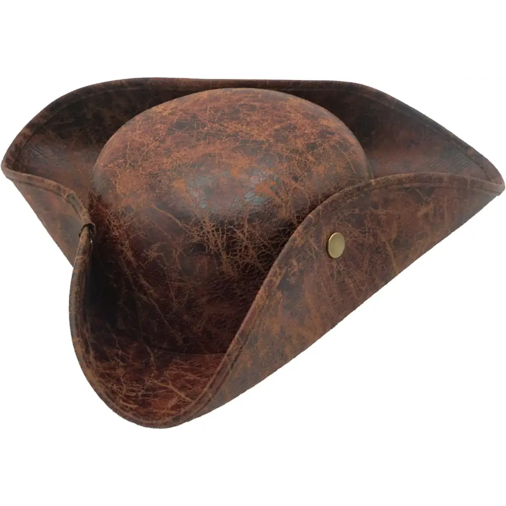 4E’s Novelty Brown Faux Leather Tricorn Hat - Pirate Costume for Men Women & Kids Pirate Accessories for Dress Up