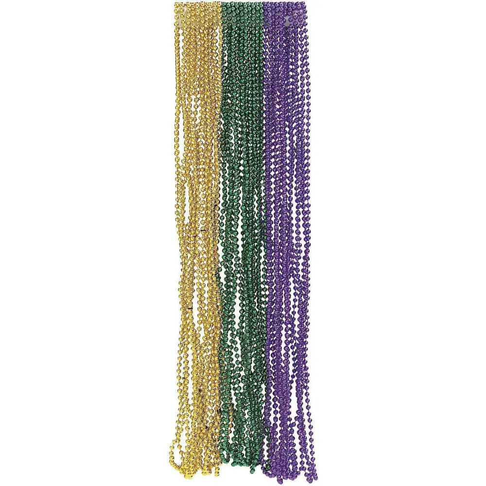 4E’s Novelty Bulk 72 Mardi Gras Bead Necklaces – 33’’ Long 7mm Thick Party Favors