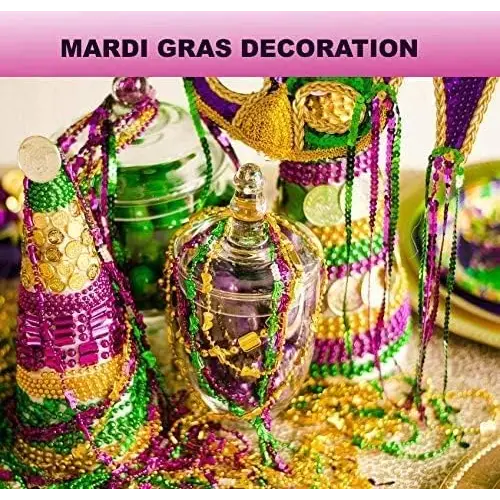 4E’s Novelty Bulk 72 Mardi Gras Bead Necklaces – 33’’ Long 7mm Thick Party Favors