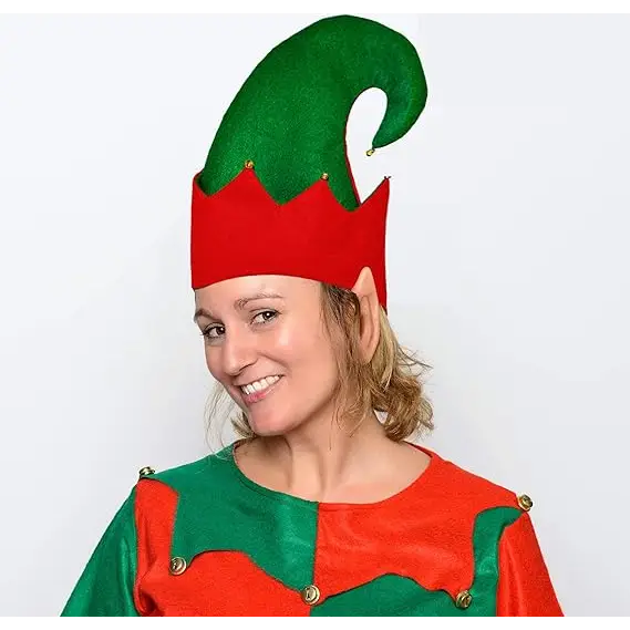 4E’s Novelty Christmas Elf Hats for Kids & Adults (3 Pack) – Felt Santa Helper Hats with Jingle Bells – Holiday Party