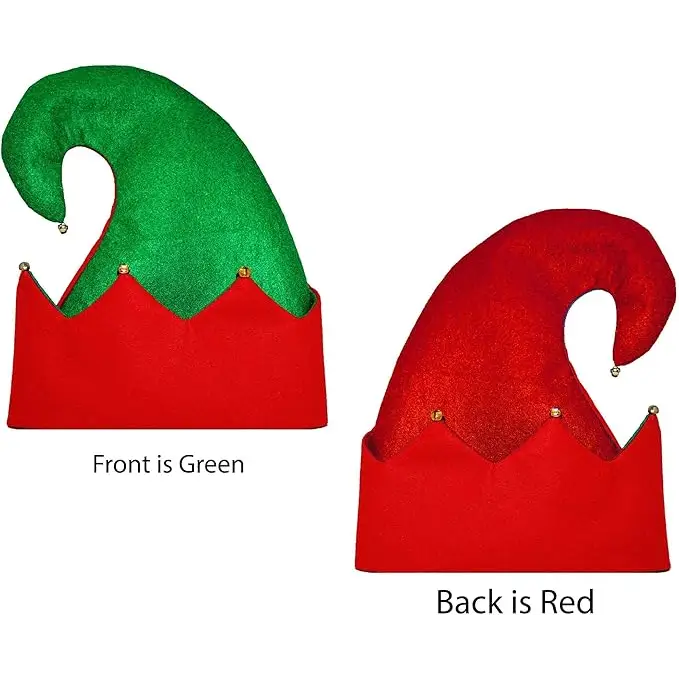 4E’s Novelty Christmas Elf Hats for Kids & Adults (3 Pack) – Felt Santa Helper Hats with Jingle Bells – Holiday Party