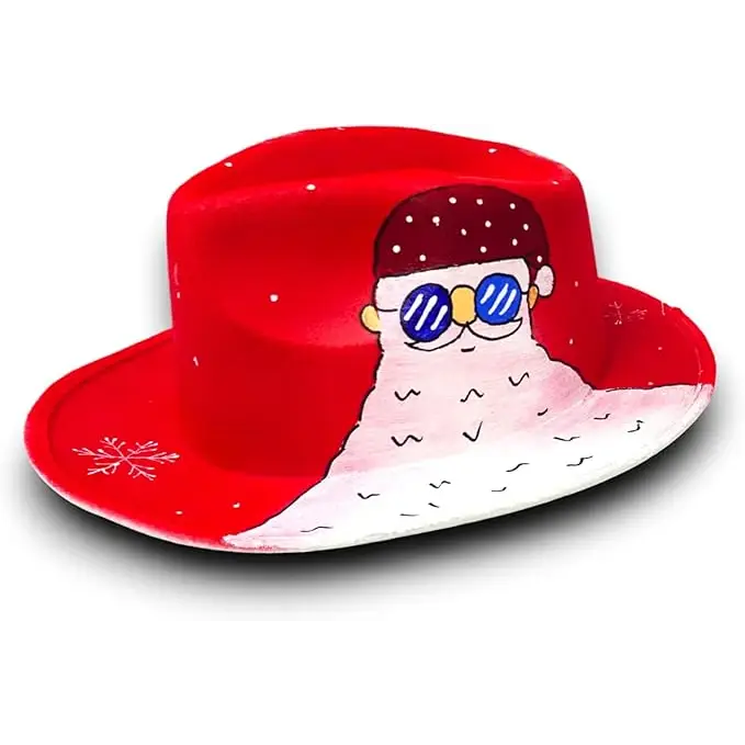 4E’s Novelty Christmas Fedora Hat for Adults – Festive Holiday Accessory for Men & Women - Costume Accessories