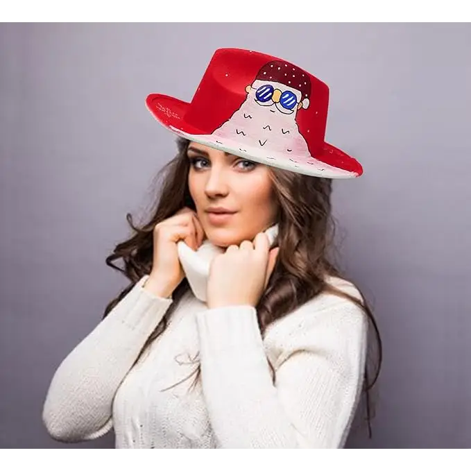 4E’s Novelty Christmas Fedora Hat for Adults – Festive Holiday Accessory for Men & Women - Costume Accessories