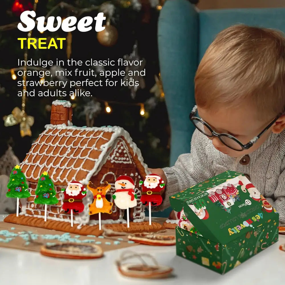 4E’s Novelty Christmas Lollipops - 12 Pack Santa Snowman Reindeer & Tree Suckers