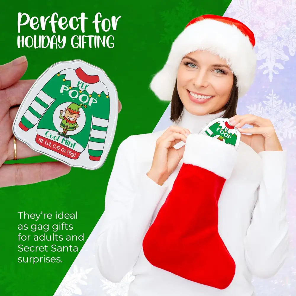 4E’s Novelty Christmas Poop Mint Candy – Funny Stocking Stuffers in Ugly Sweater Tins (4 Pack)