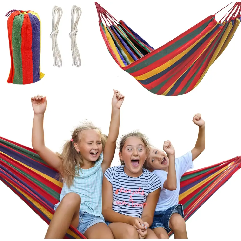 4E’s Novelty Cotton Double Hammock – Portable Durable and Perfect for Outdoor Relaxation