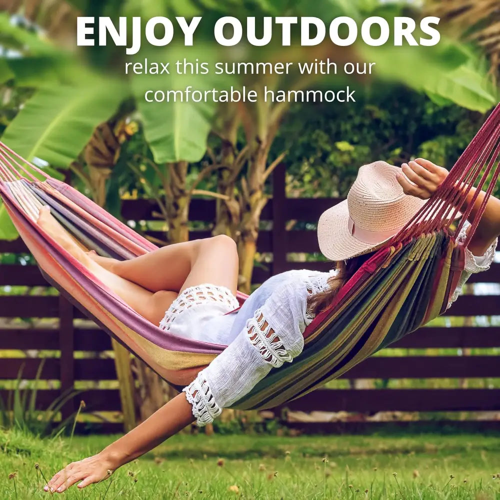 4E’s Novelty Cotton Double Hammock – Portable Durable and Perfect for Outdoor Relaxation