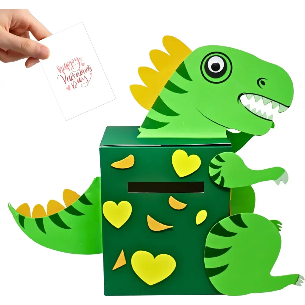 4E’s Novelty DIY Dinosaur Valentine Box Kit – Fun Classroom Craft for Kids’ Card Exchange